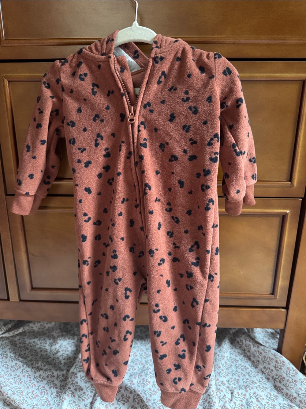 Carter's Rust Leopard-Print Hooded Footie